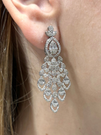 14K Gold Baguette Pear Drops Hanging Diamond Earrings - additional product view 5