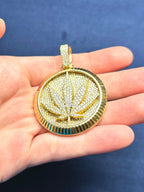 14K Gold Marijuana Leaf Diamond Pendant - additional product view 6