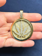 14K Gold Marijuana Leaf Diamond Pendant - additional product view 3