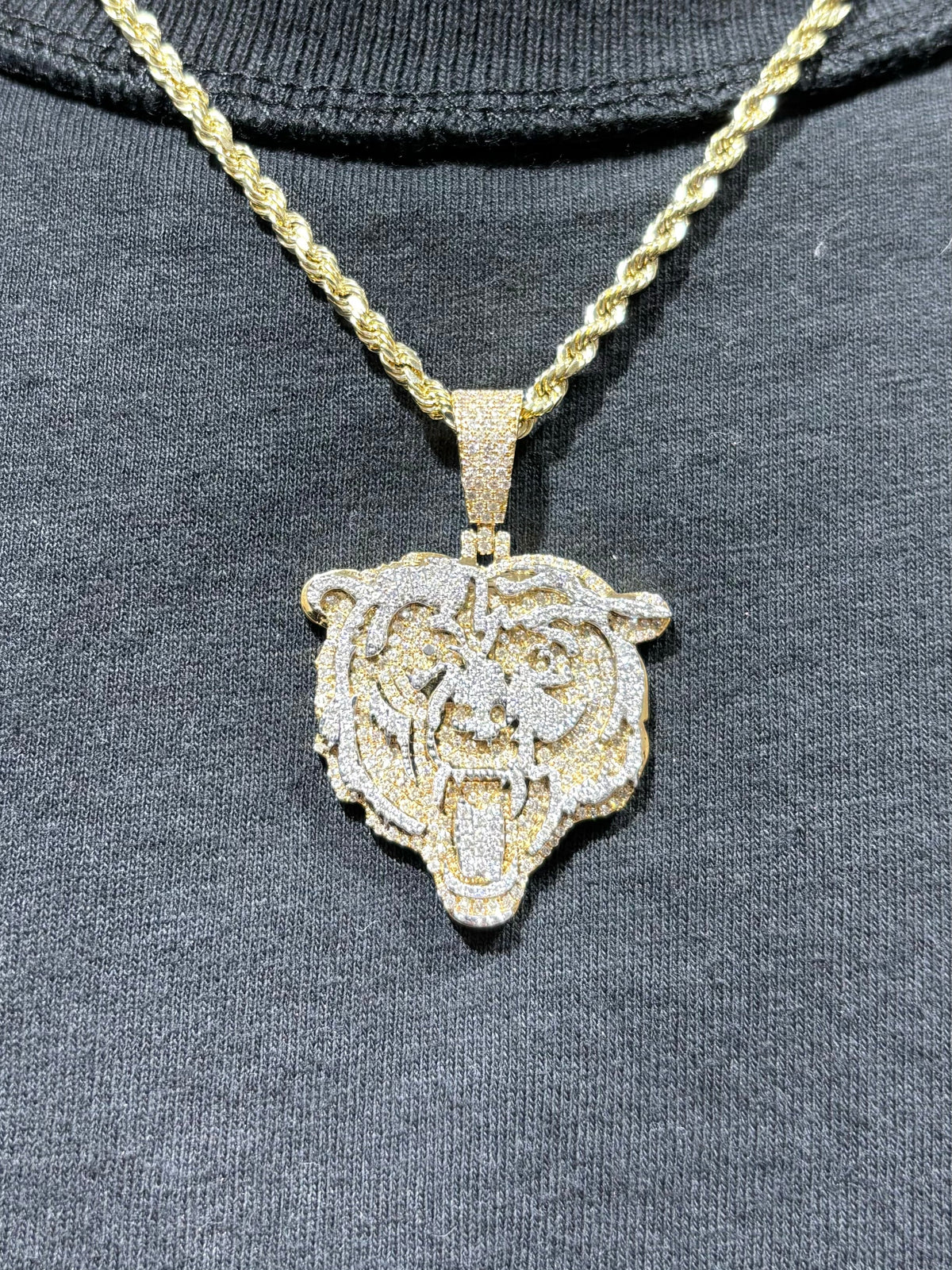 10K Gold Bear Head Custom Pendant - additional product view 3
