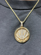 14K Gold Marijuana Leaf Diamond Pendant - additional product view 2