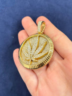 14K Gold Marijuana Leaf Diamond Pendant - additional product view 5