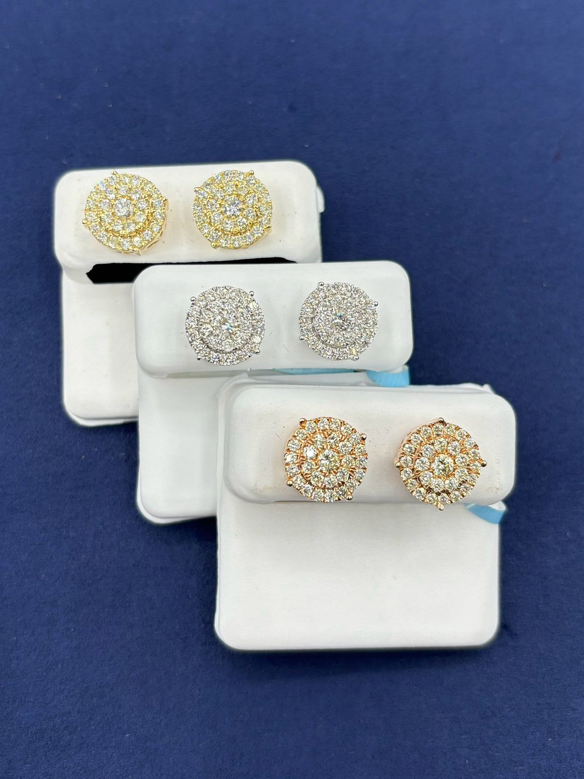 14K Gold Thick Circle Diamond Earrings 1.7 Ct - additional product view 2