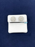 14K Gold Thick Circle Diamond Earrings 1.7 Ct in white gold - close-up product photo