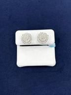 14K Gold Thick Circle Diamond Earrings 1.7 Ct in white gold - close-up product photo