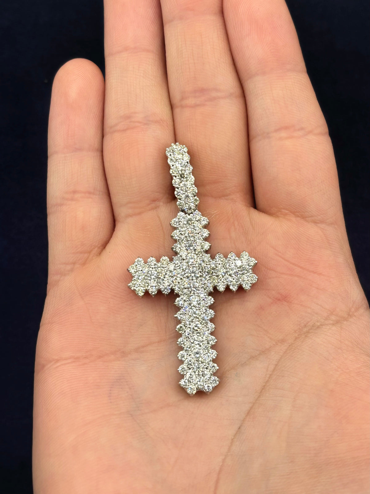 14K Gold Spiky Diamond Cross Pendant - additional product view 3