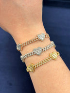 10K Gold Baguette Heart Cuban Diamond Bracelet - additional product view 2