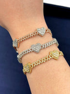 10K Gold 7 Inches Baguette Heart Cuban Diamond Bracelet - additional product view 3