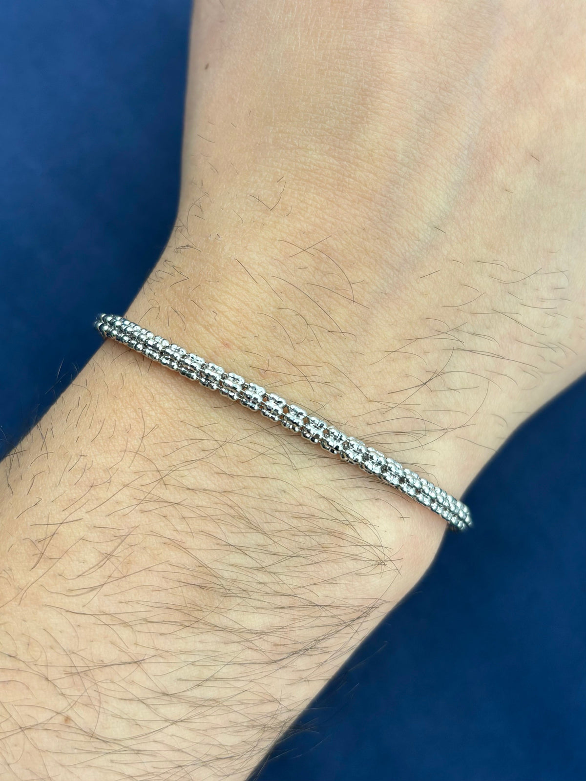 14K White Gold Moon Ice Bracelet, Small - close-up product photo