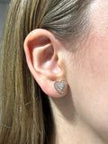 10K Gold Layered Lavish Heart Diamond Earrings, Large - close-up product photo