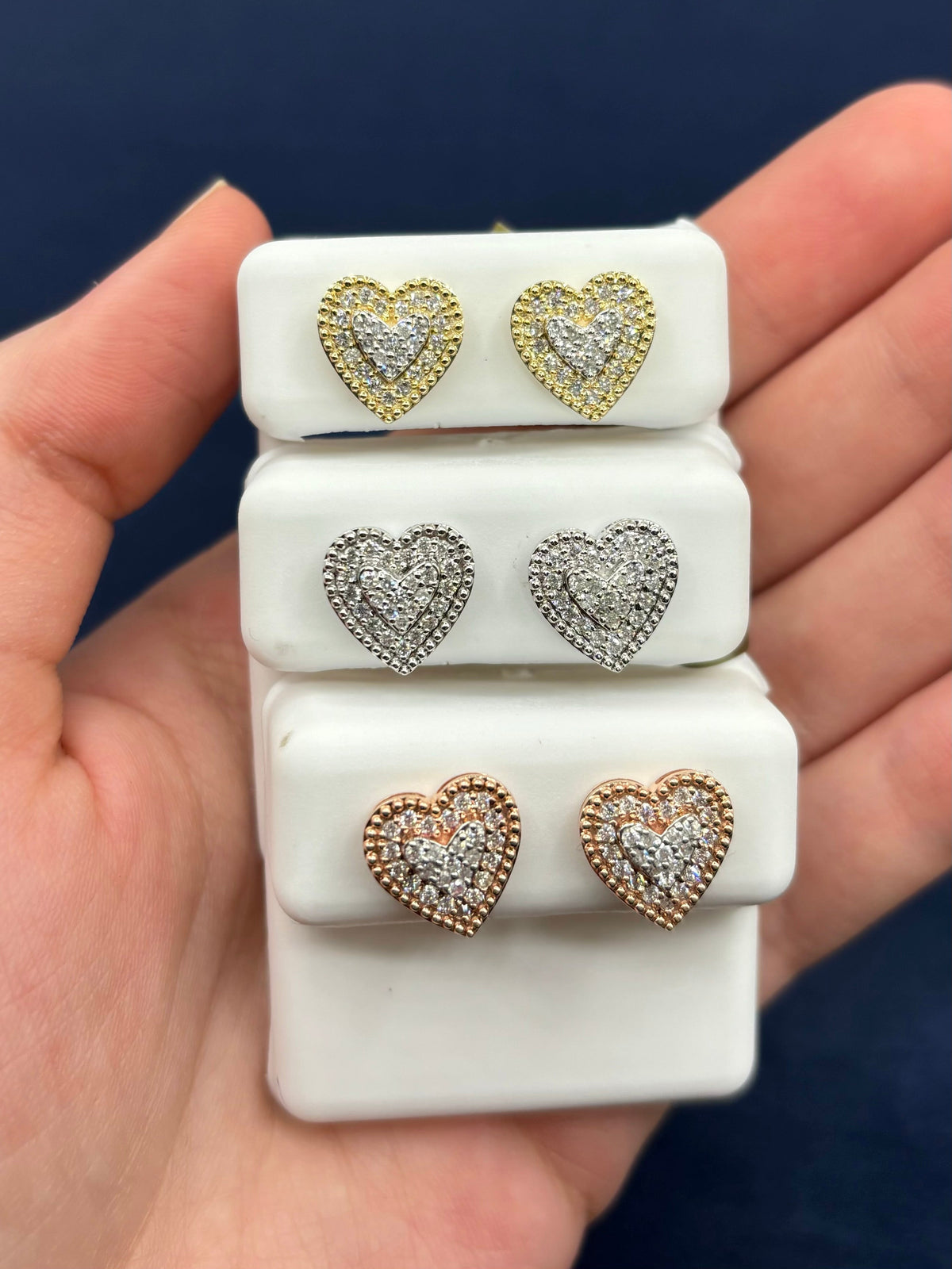 10K Gold Layered Lavish Heart Diamond Earrings - additional product view 7