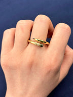 10K Gold Custom Diamond Pencil Rings in yellow gold - close-up product photo