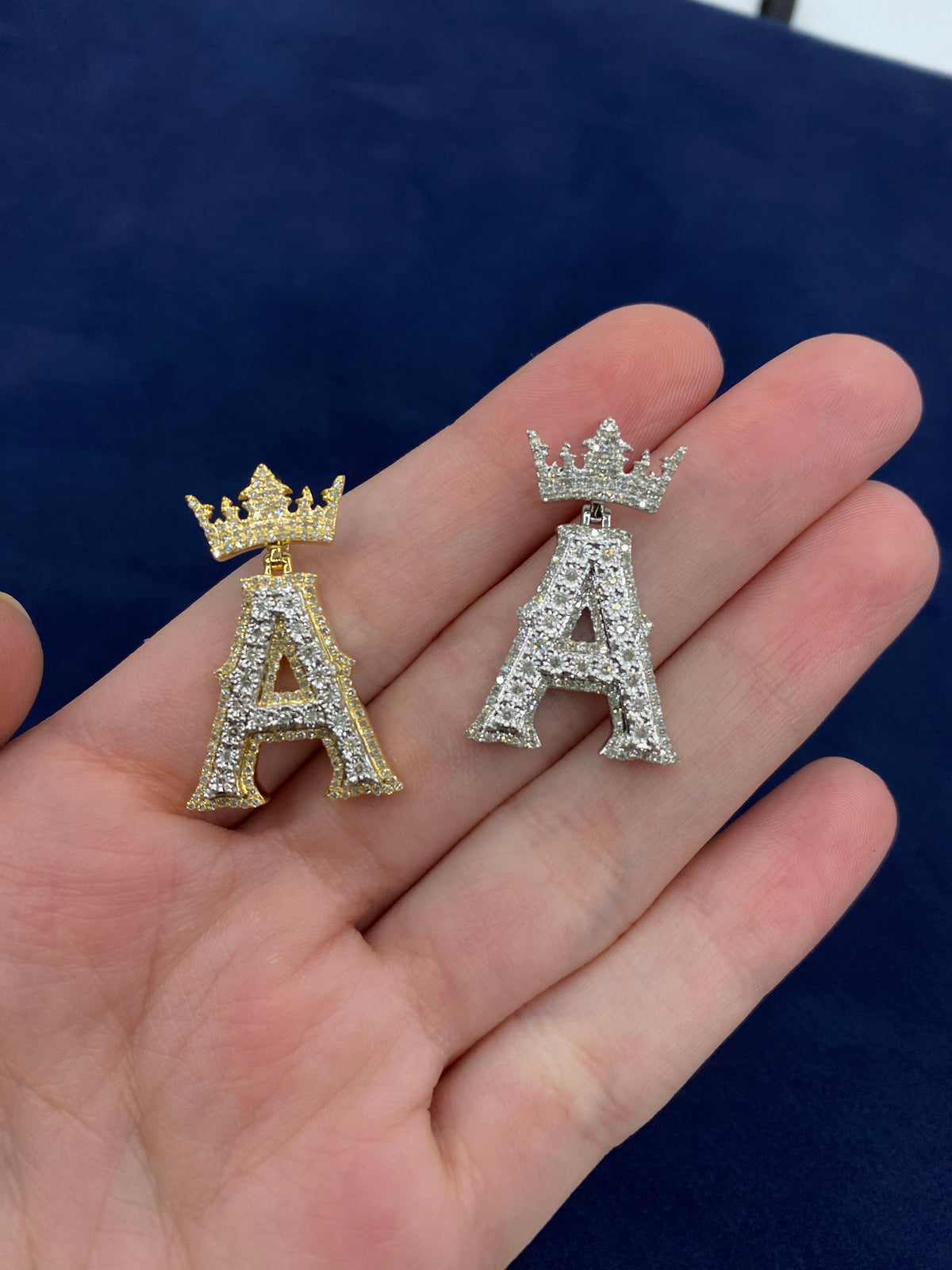 10K Gold Popular Crown Initial Diamond Pendant - additional product view 75