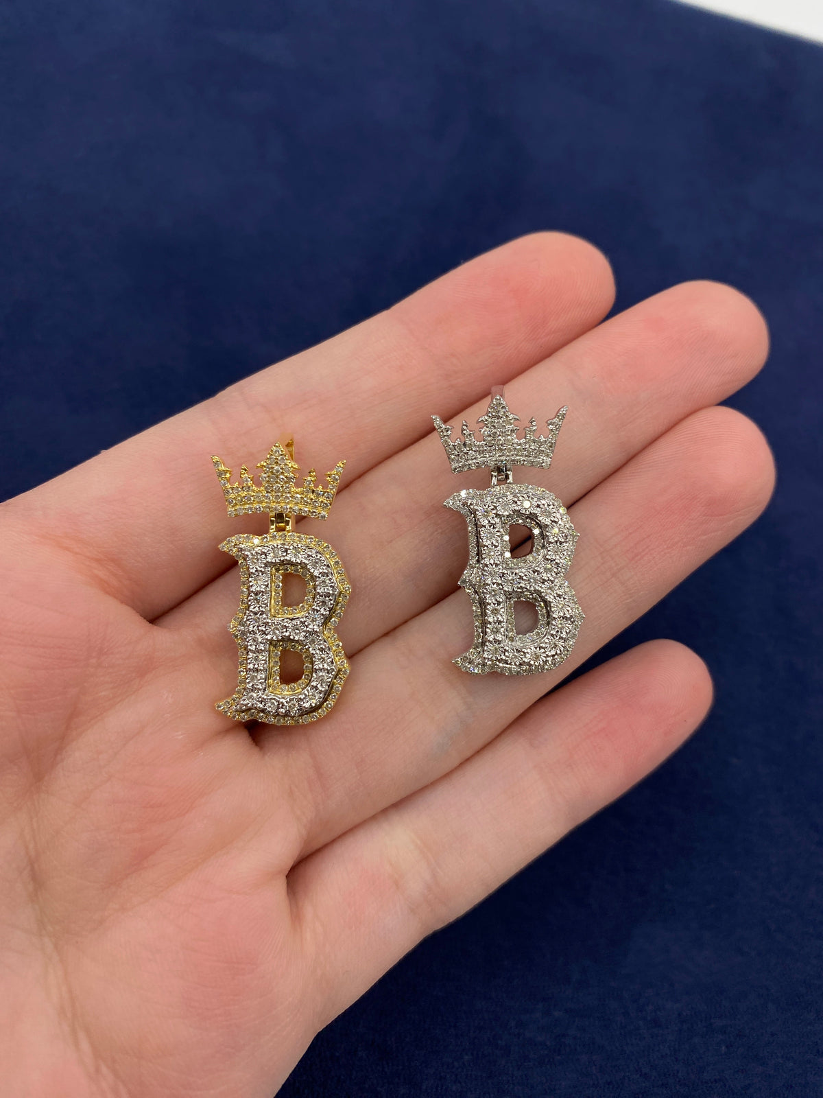 10K Gold Popular Crown Initial Diamond Pendant - additional product view 64