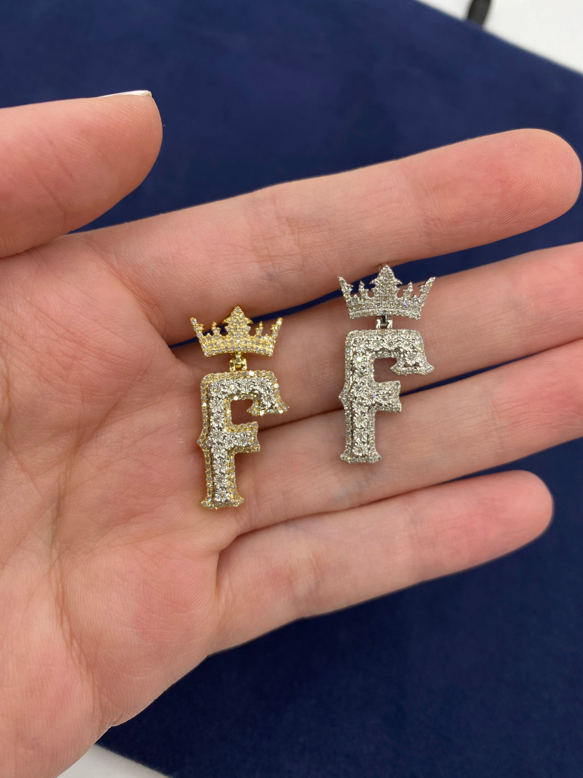 10K Gold Popular Crown Initial Diamond Pendant - additional product view 134