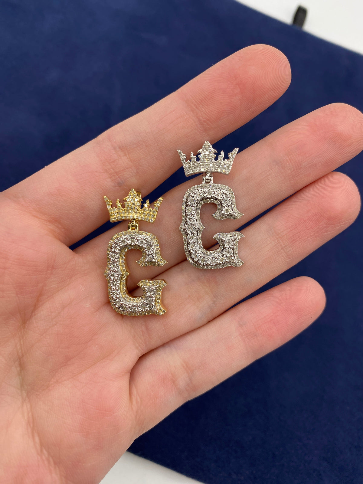 10K Gold Popular Crown Initial Diamond Pendant - additional product view 69