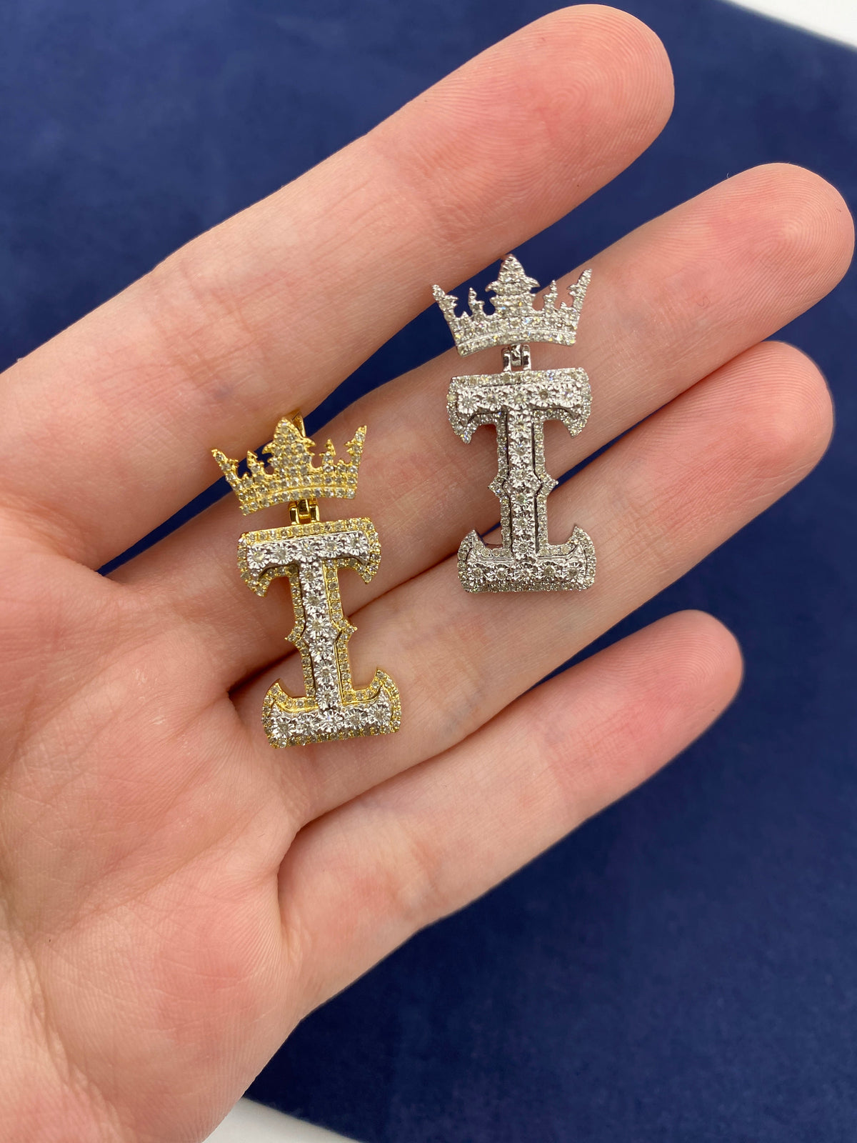10K Gold Popular Crown Initial Diamond Pendant - additional product view 137
