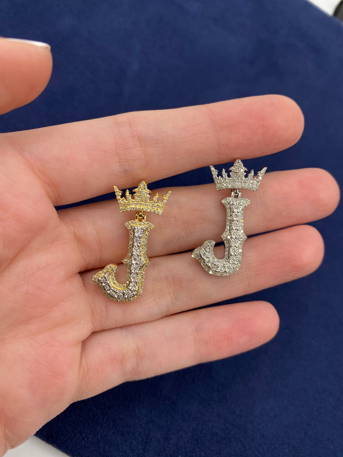 10K Gold Popular Crown Initial Diamond Pendant - additional product view 138