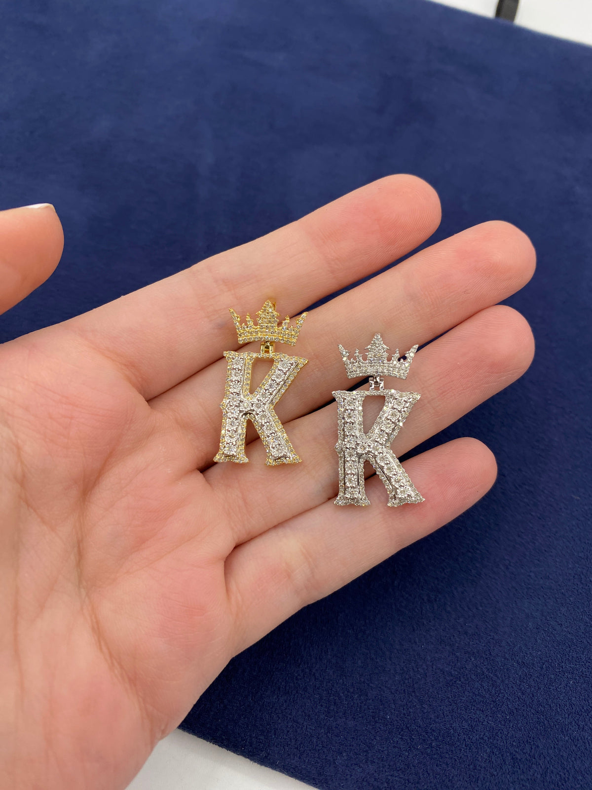 10K Gold Popular Crown Initial Diamond Pendant - additional product view 139