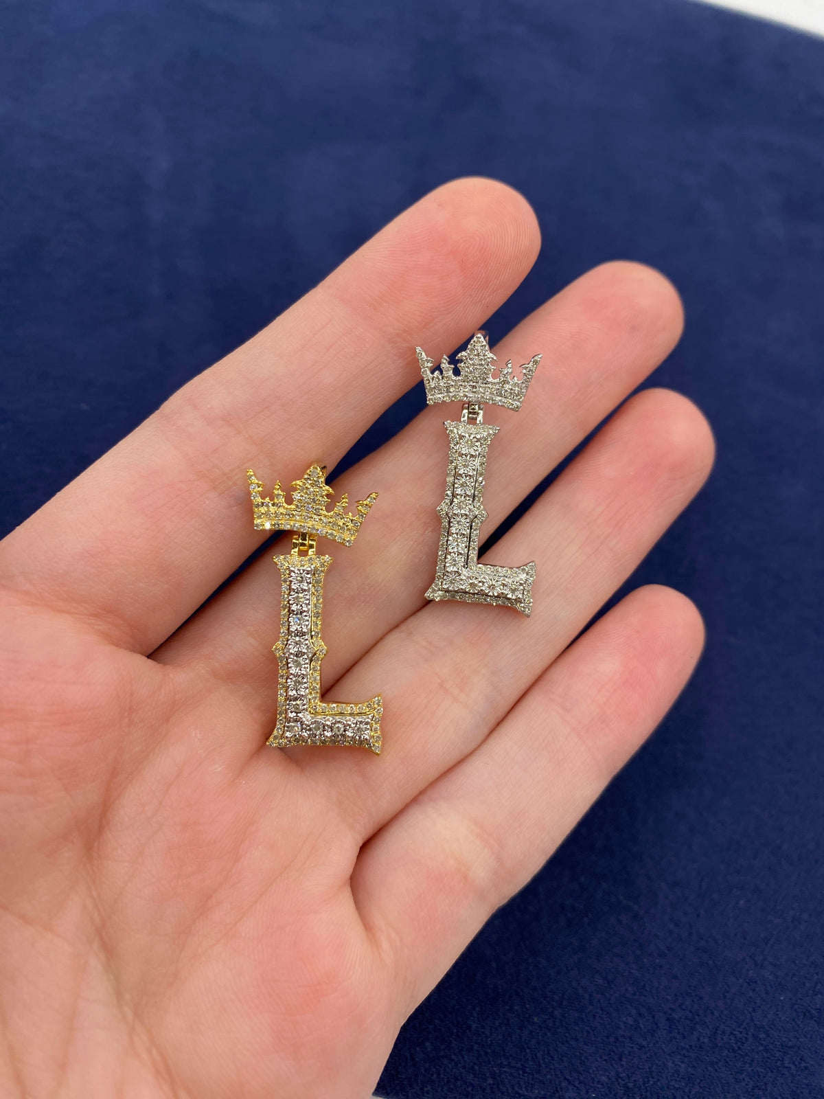 10K Gold Popular Crown Initial Diamond Pendant - additional product view 140