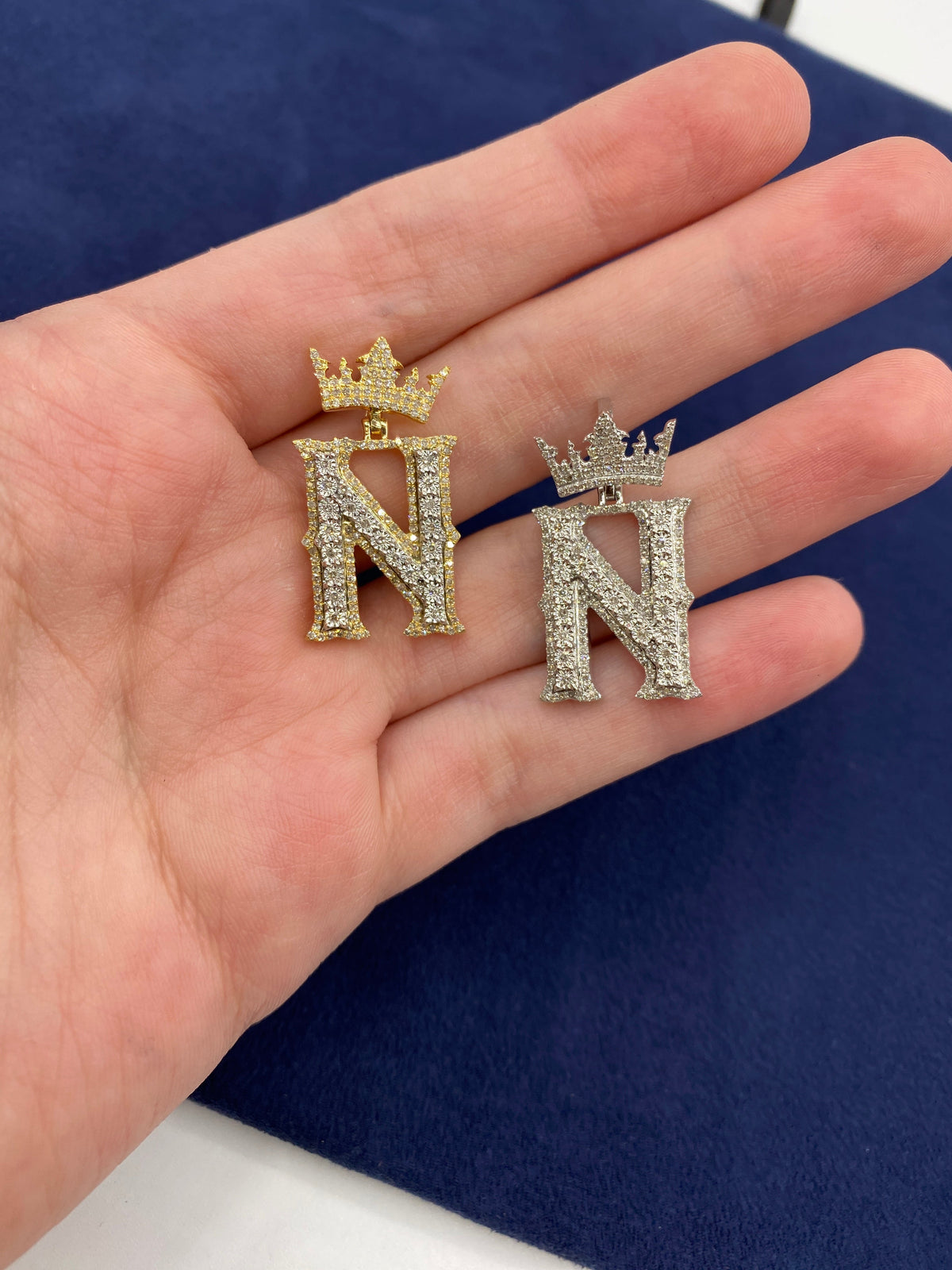 10K Gold Popular Crown Initial Diamond Pendant - additional product view 142