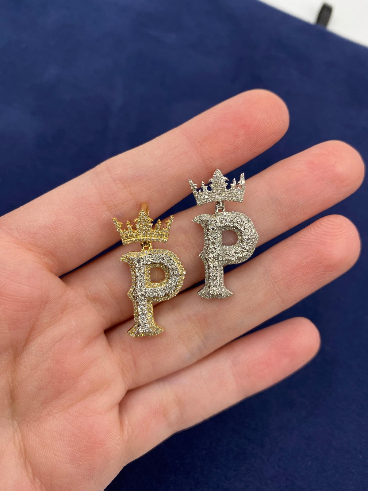 10K Gold Popular Crown Initial Diamond Pendant - additional product view 144
