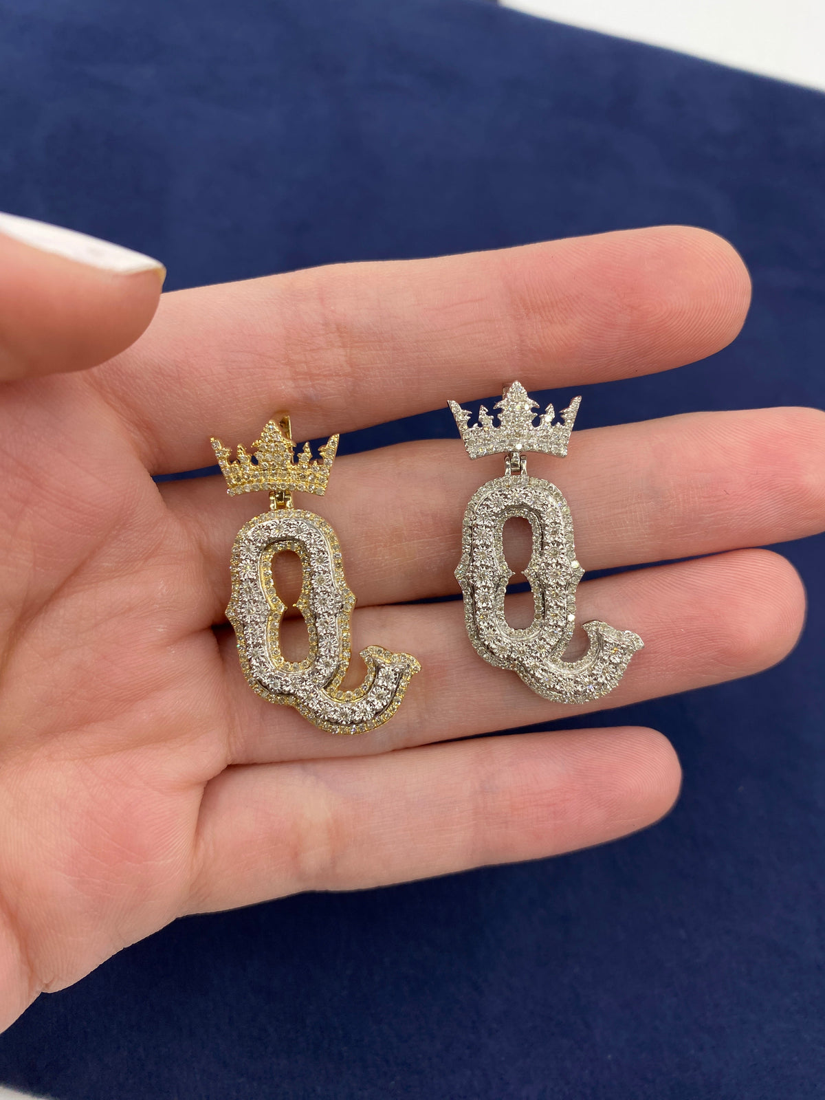 10K Gold Popular Crown Initial Diamond Pendant - additional product view 145
