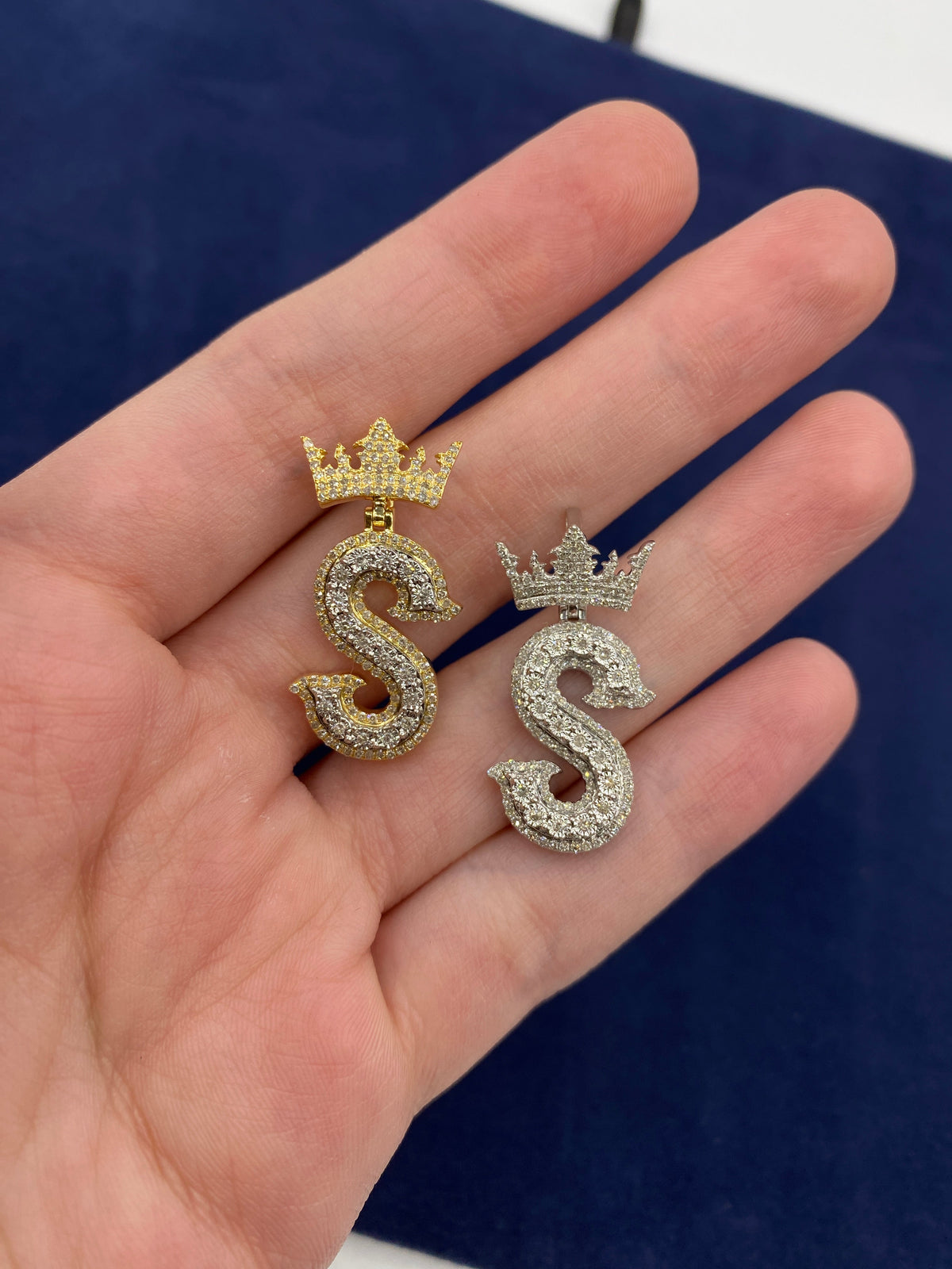 10K Gold Popular Crown Initial Diamond Pendant - additional product view 147