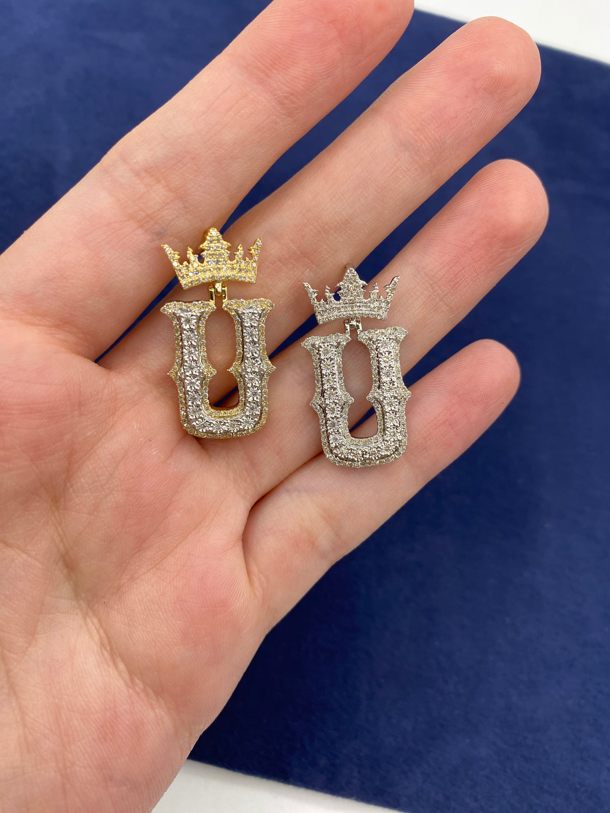 10K Gold Popular Crown Initial Diamond Pendant - additional product view 149
