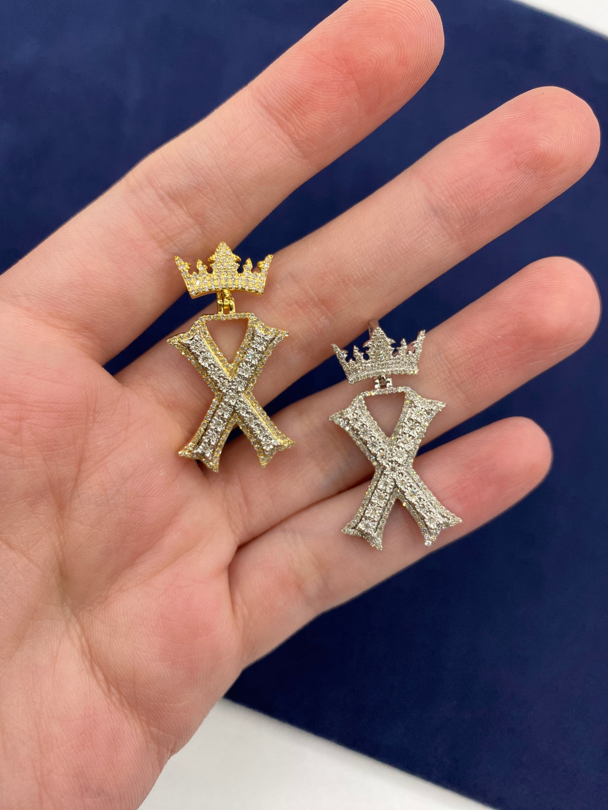 10K Gold Popular Crown Initial Diamond Pendant - additional product view 152