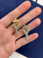 10K Gold Popular Crown Initial Diamond Pendant - additional product view 153