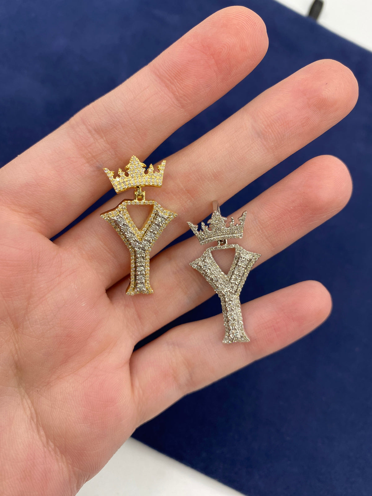 10K Gold Popular Crown Initial Diamond Pendant - additional product view 153