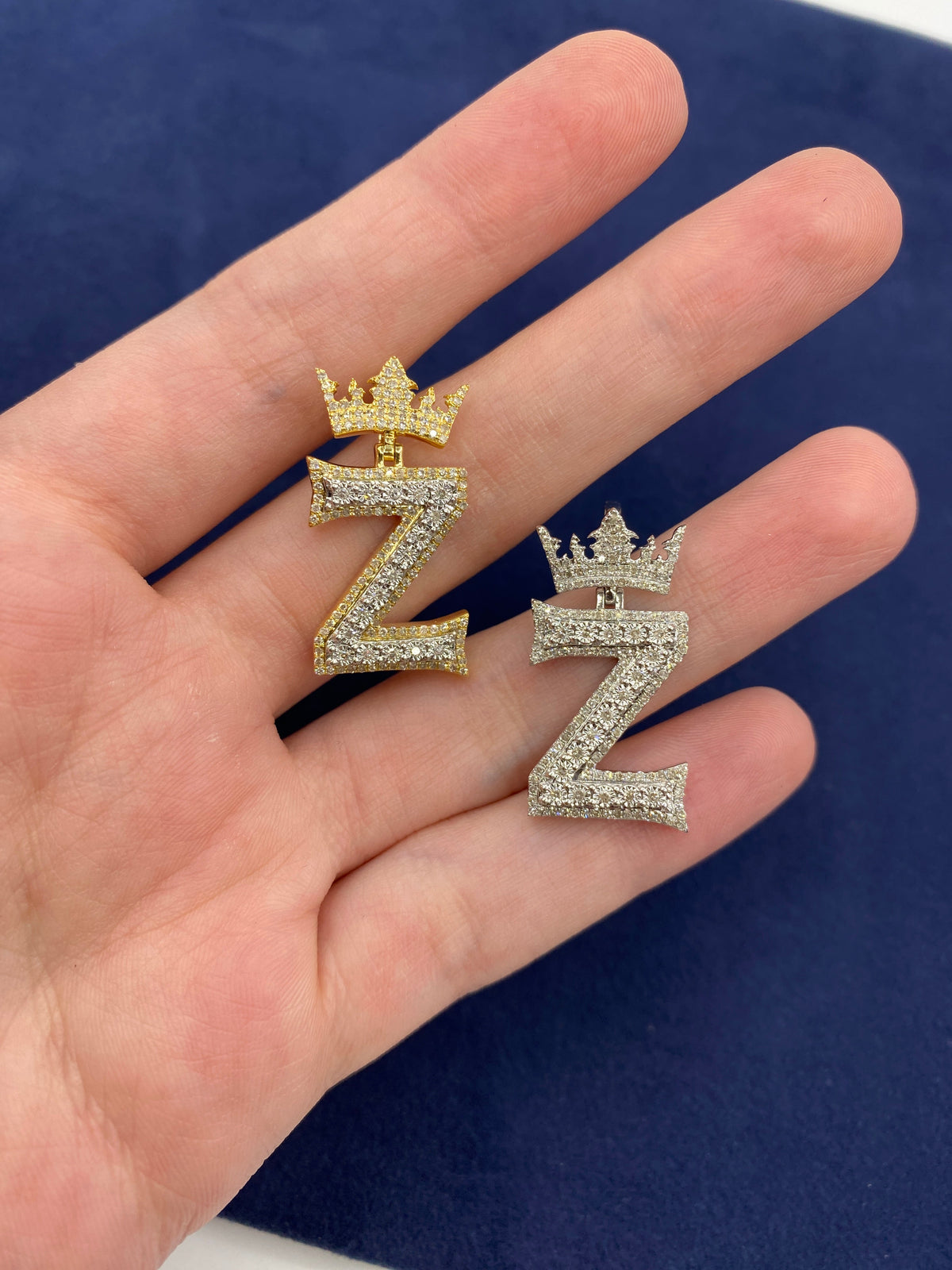 10K Gold Popular Crown Initial Diamond Pendant - additional product view 154