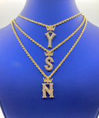 10K Gold Popular Crown Initial Diamond Pendant - additional product view 3