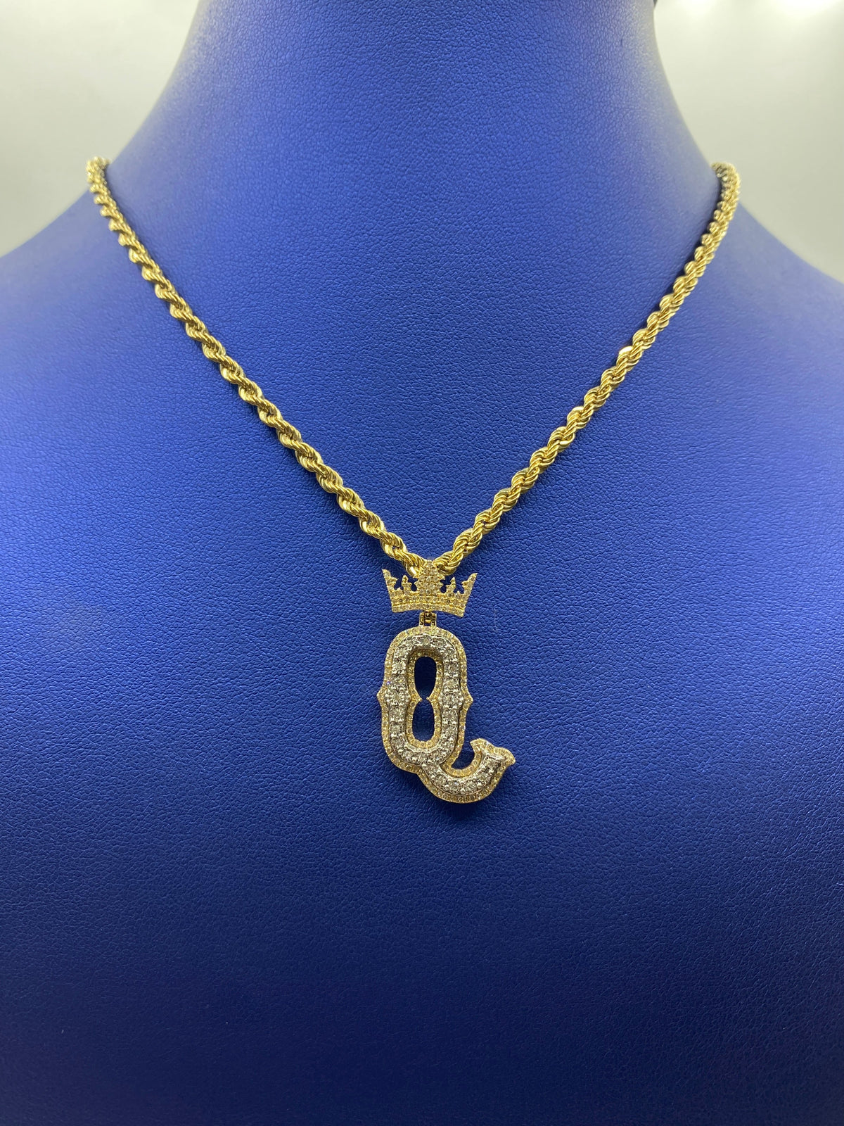 10K Gold Popular Crown Initial Diamond Pendant - additional product view 7