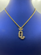 10K Gold Popular Crown Initial Diamond Pendant - additional product view 73