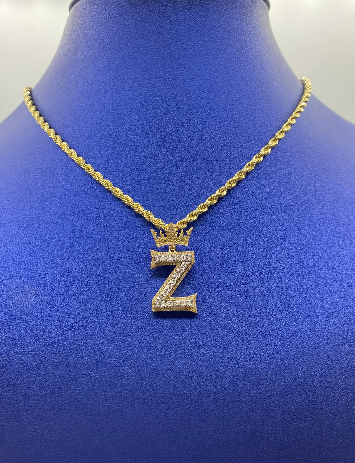10K Gold Popular Crown Initial Diamond Pendant - additional product view 8