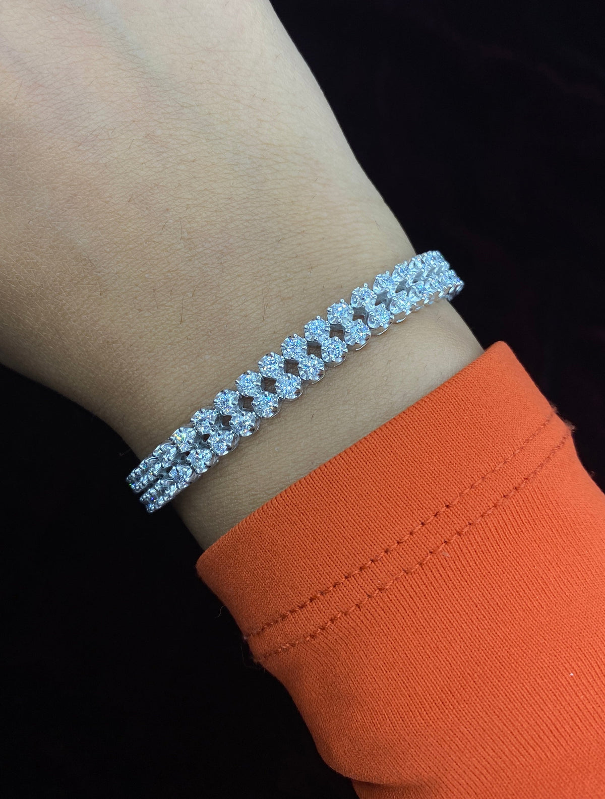 10K Gold Double Row Dazzling Diamond Tennis Bracelet - additional product view 2