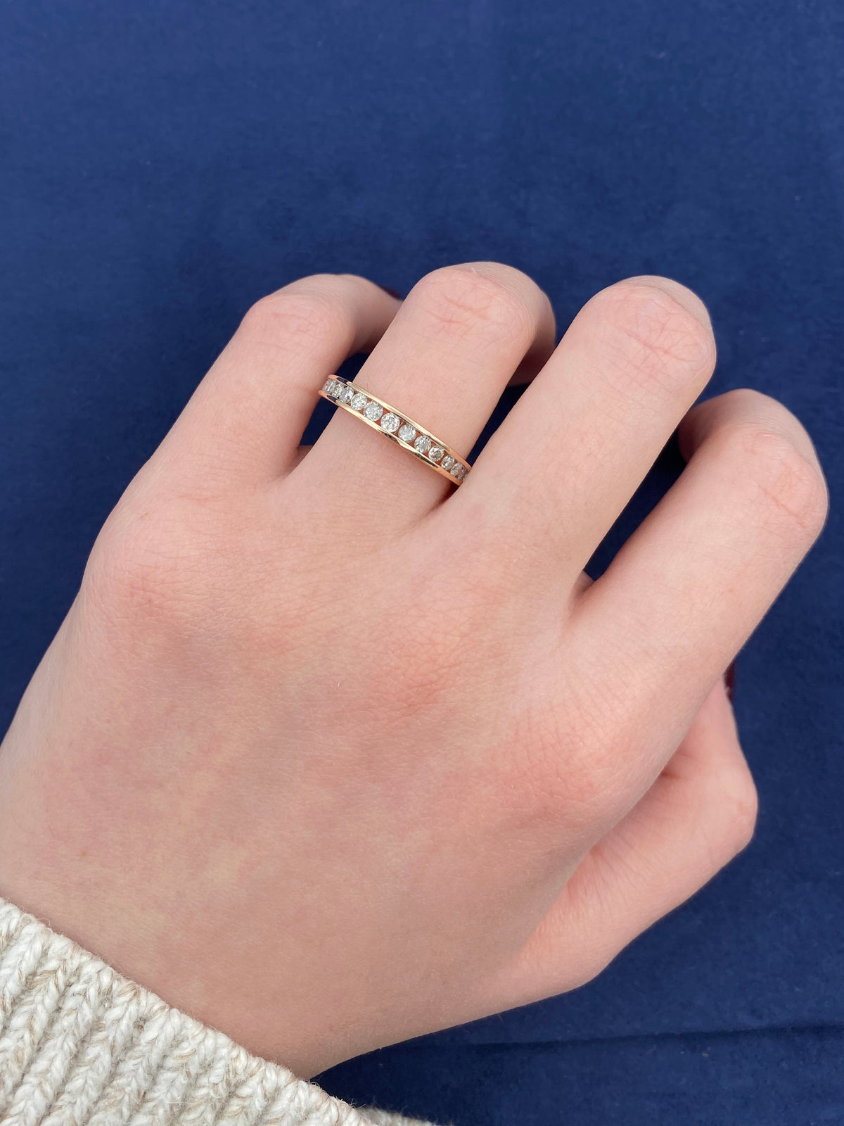 10K Rose Gold Half Diamond Ring Band - additional product view 2