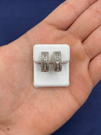 14K Gold Baguette Small Hoop Diamond Earrings - additional product view 9