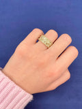 14K Gold Double Row Baguette Bridge Diamond Ring in yellow gold - close-up product photo