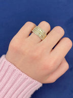 14K Gold Small Double Row Baguette Diamond Ring in yellow gold - close-up product photo