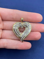 10K Gold Triple-Row Baguette Heart Diamond Pendants - additional product view 6