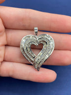 10K Gold Triple-Row Baguette Heart Diamond Pendants - additional product view 7