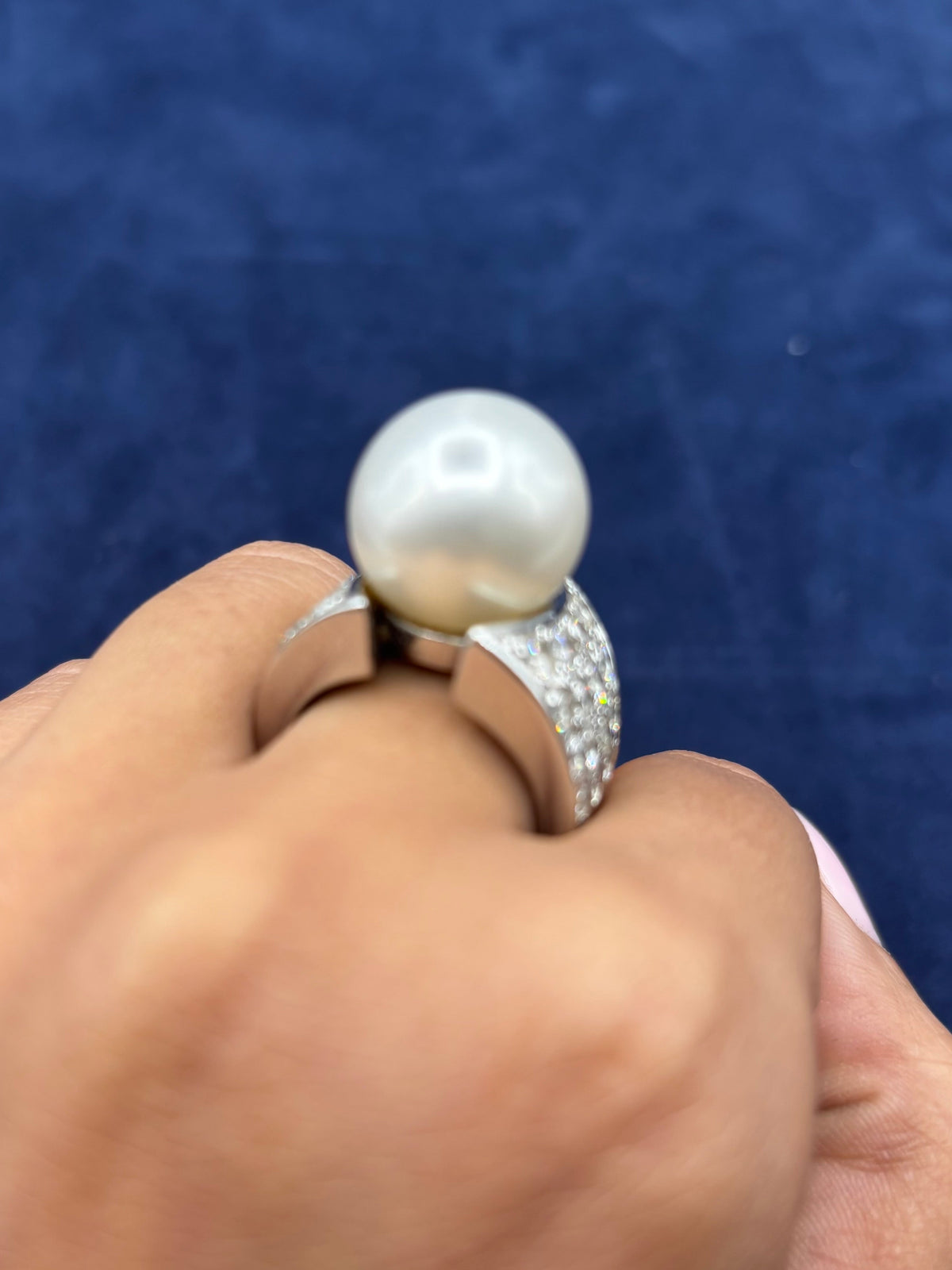 14K Gold Chunky Pearl Diamond Ring - additional product view 4