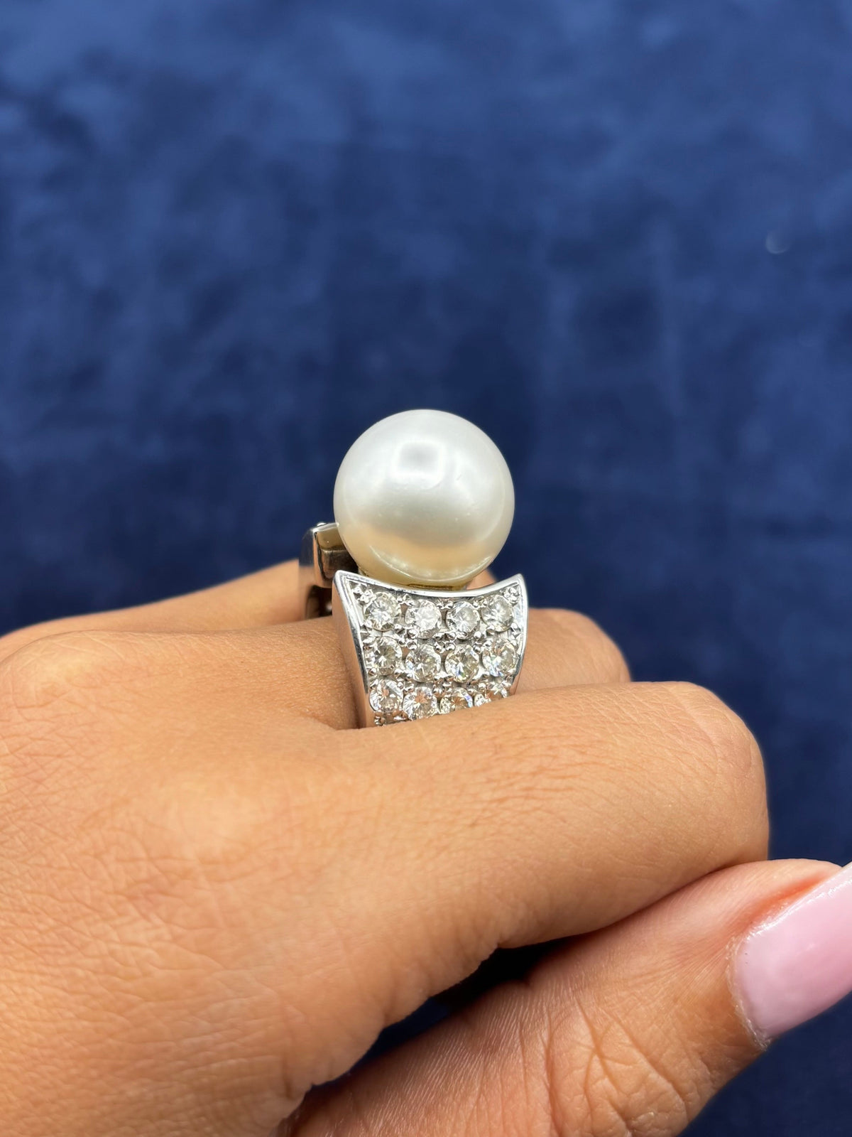 14K Gold Chunky Pearl Diamond Ring - additional product view 2