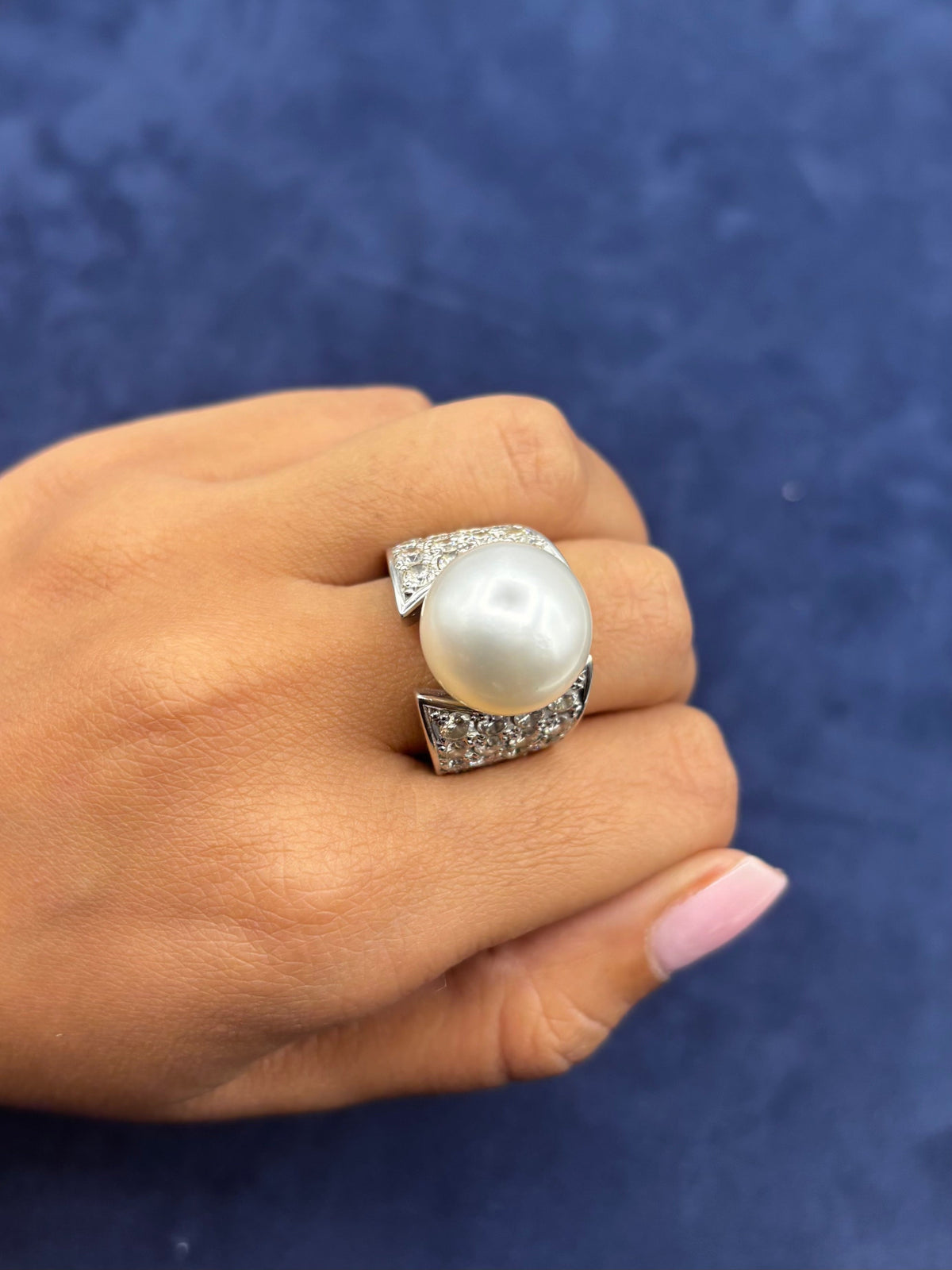 14K Gold Chunky Pearl Diamond Ring - additional product view 3