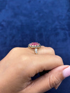 10K Gold Colorful Center Stone Flower Diamond Ring - additional product view 5