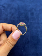 10K Gold Colorful Center Stone Flower Diamond Ring - additional product view 8