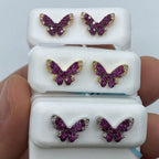 14K Gold Purple Butterfly Diamond Earrings - additional product view 2